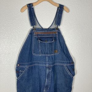 Schmidt Workwear Overalls Blue Denim Bibs Heavy Utility Size 44x30 Farm Rancher